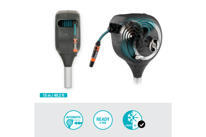 Купити Котушка зі шлангом Gardena RollUp S 15 м (18606-20.000.00). Офіційний магазин Хускварна Україна, фірмова гарантія з доставкою по Украіні