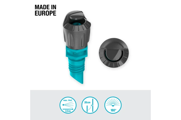Купити Мікронасадка (дощувач) Gardena Micro-Drip-System секторна 180°, упаковка 5шт. (13321-20.000.00). Офіційний магазин Хускварна Україна, фірмова гарантія з доставкою по Украіні