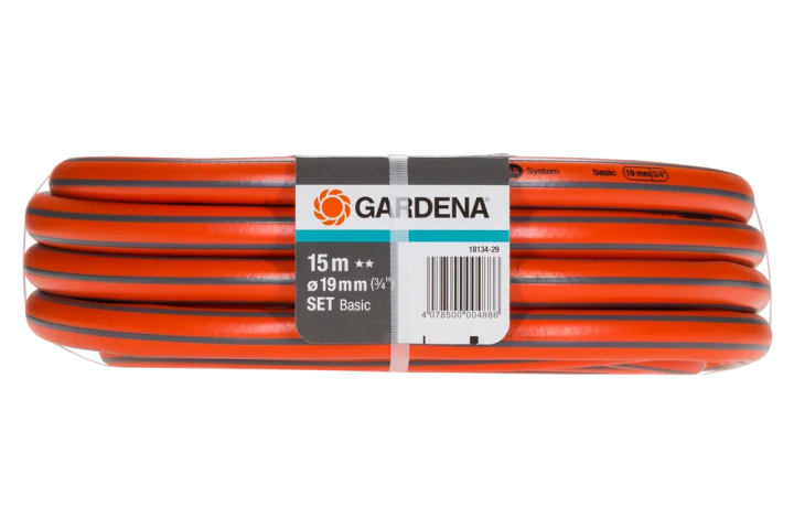 Купити Шланг Gardena Basic 19 мм (3/4"), 15 м + комплект для поливу (18134-29.000.00). Офіційний магазин Хускварна Україна, фірмова гарантія з доставкою по Украіні